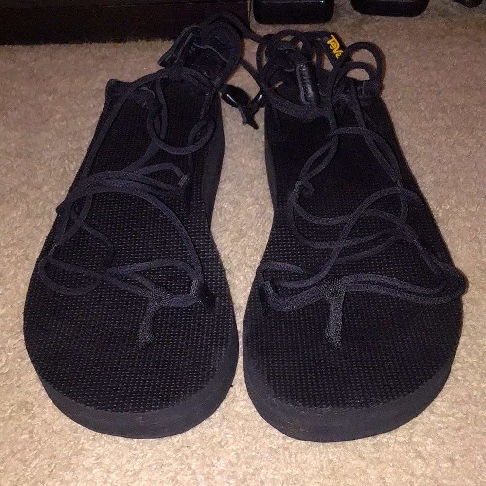 Teva Black Mesh Lace-Up platform Sandals